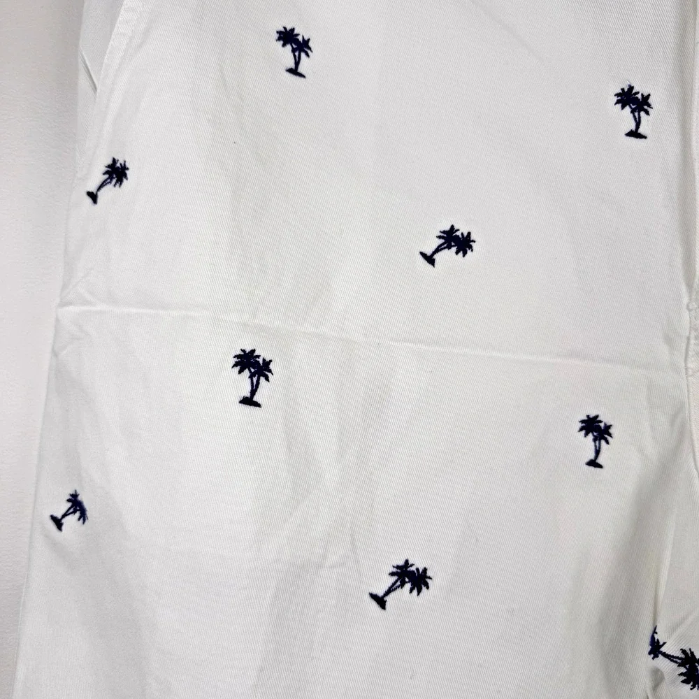 New $64 IZOD Men's 42‎ Breeze Shorts Mazarine Blue White Palm Trees Flat Front
